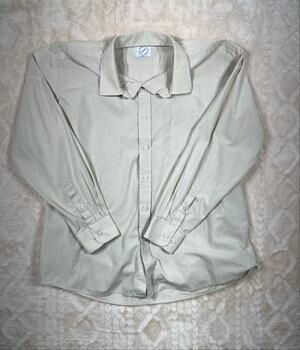 Bespoke Classic Fit Dress Shirt Mens XL 17-17.5 Tan Button Front Long Sleeve